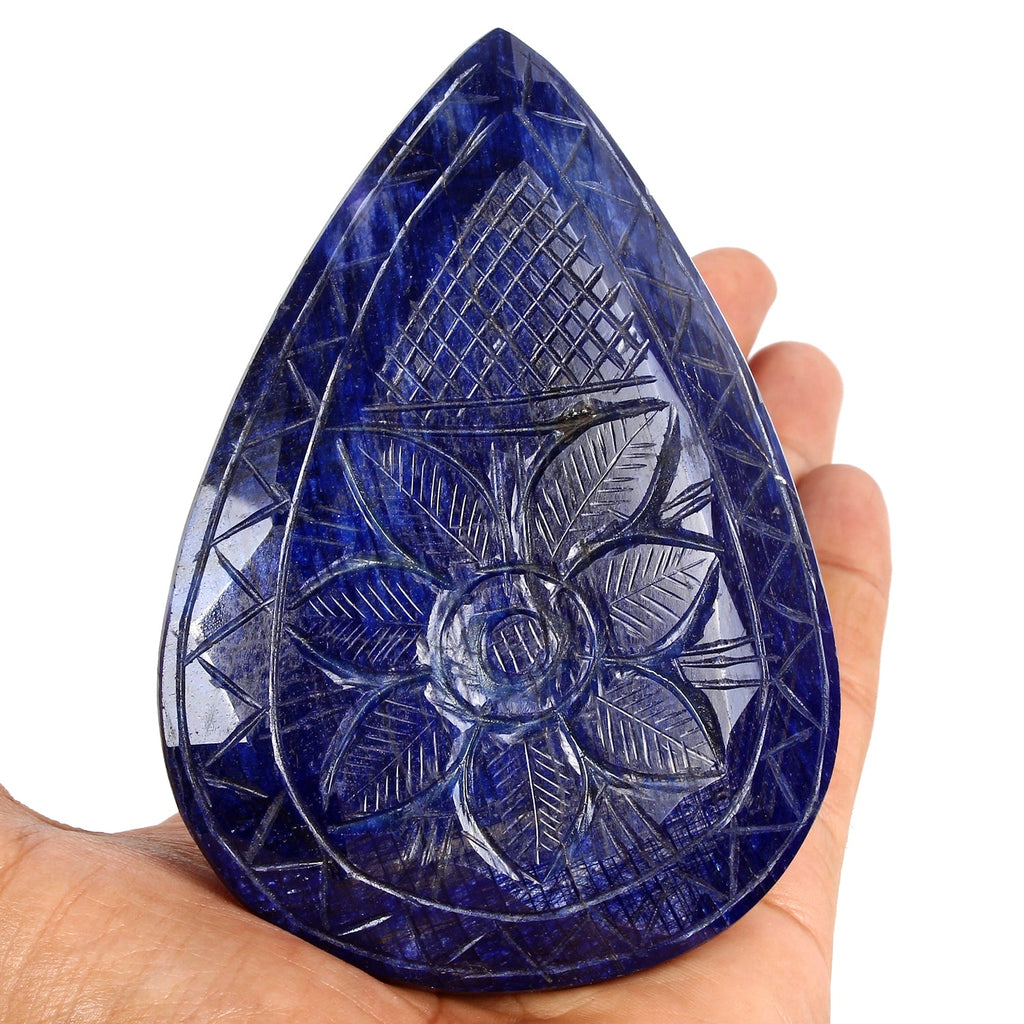 4050 Cts High Quality Natural Blue Sapphire Pear Cut Handcarved Large Gemstone