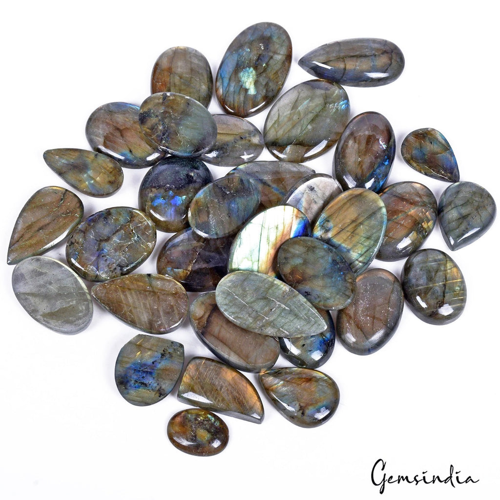 870 CtS/33 Pcs Natural Untreated Color Play Multi Shine Labradorite Mix Cab Gems