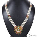 300 Ct Natural Red Green White Gems Fancy Pendant With White Pearl Long Necklace