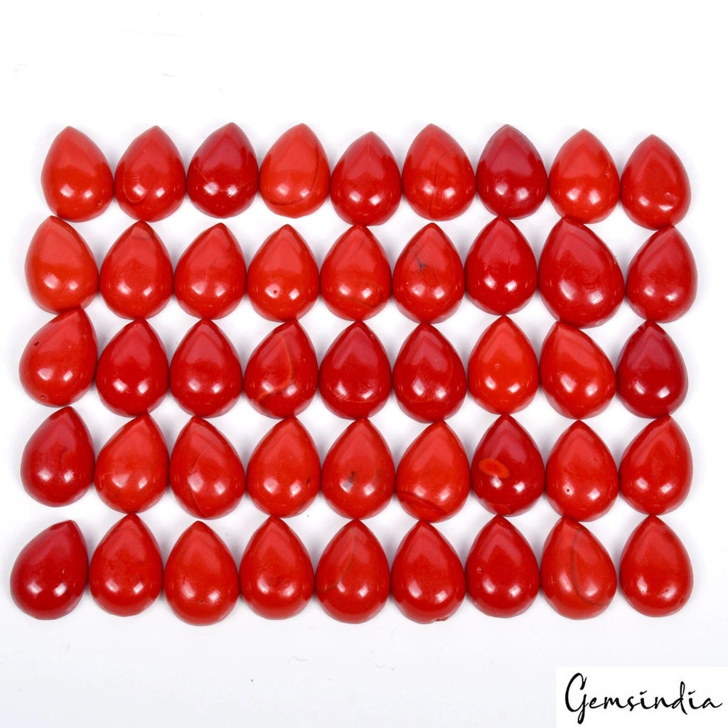 240.00 Ct Hydro Orange Coral Pear Cab Wholesale Gemstone Lot For Making Jewelry