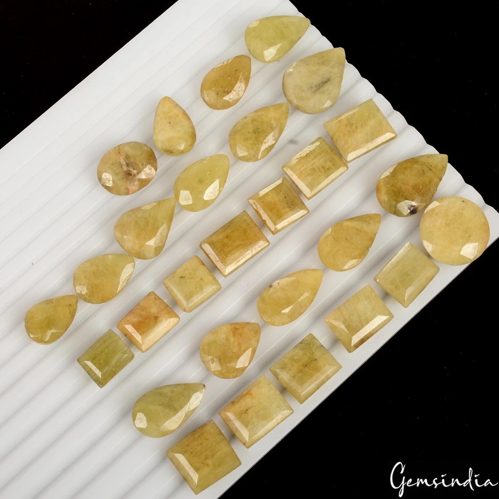520 Ct Natural Yellow Beryl /Heliodor Mix Cut Loose 14-27mm Gemstones Lot~28 Pcs