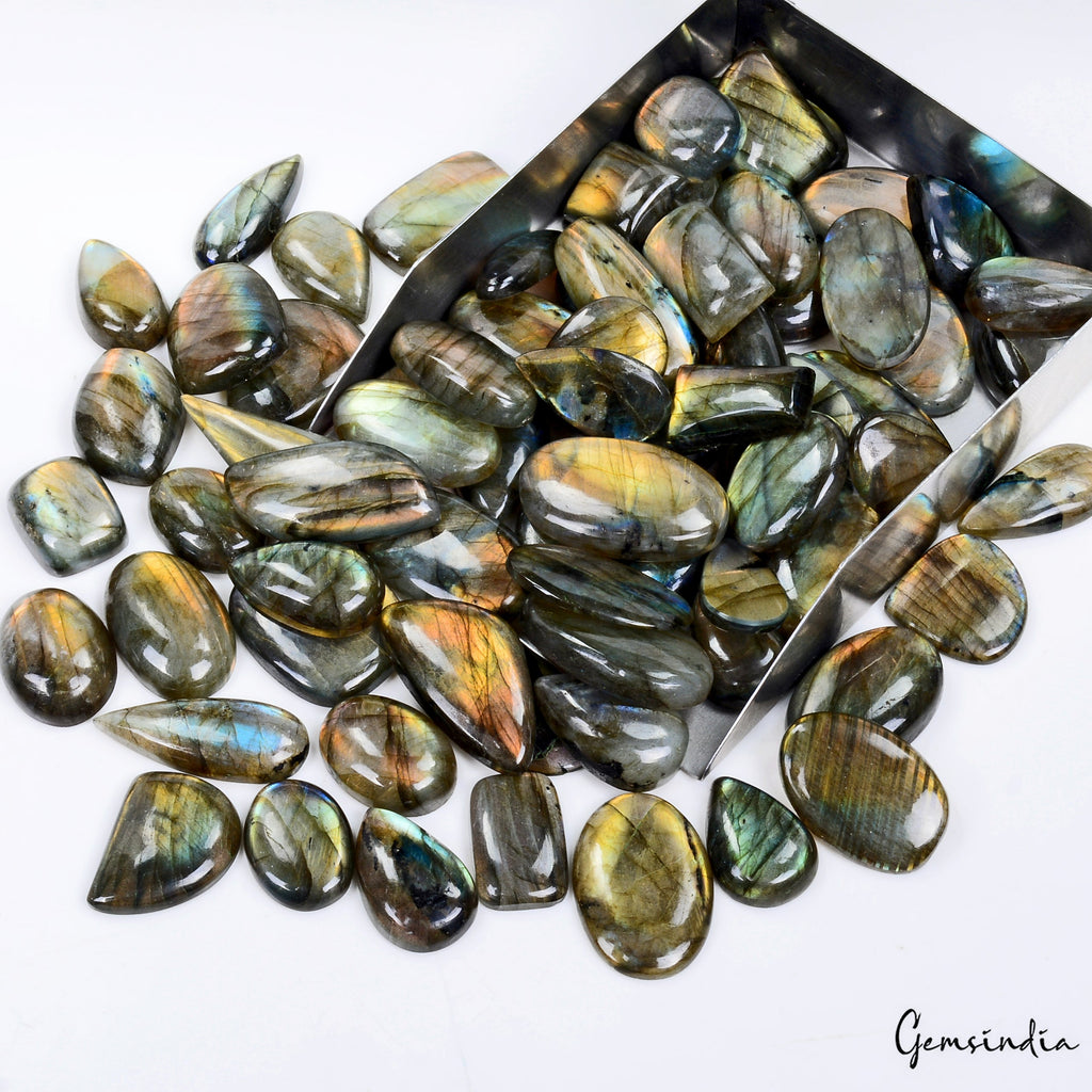 1800 Cts/71 Pcs Natural Untreated Multi Shine Labradorite Mix Cab Loose Gems Lot