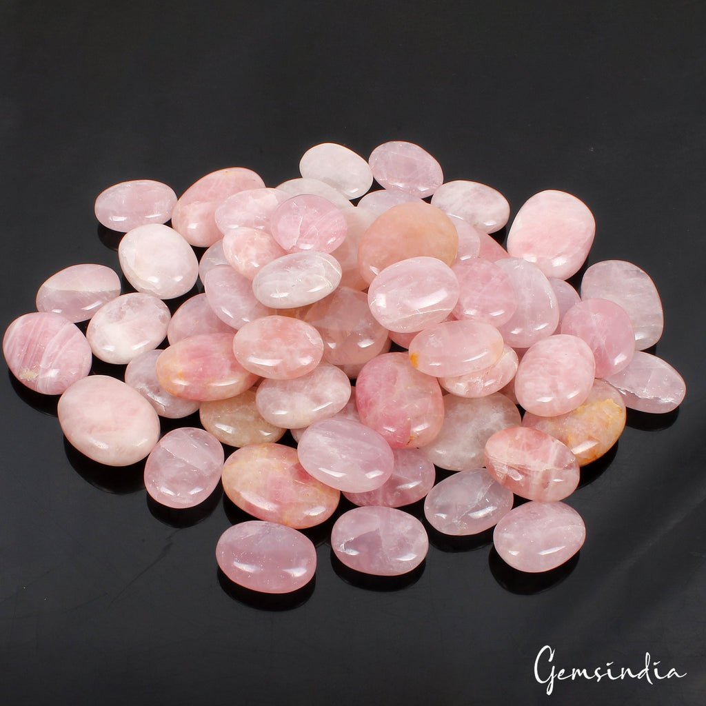 7.12 Lbs/6 Pcs Natural Pink Rose Quartz Crystal Palm Stones Polished Healing Lot