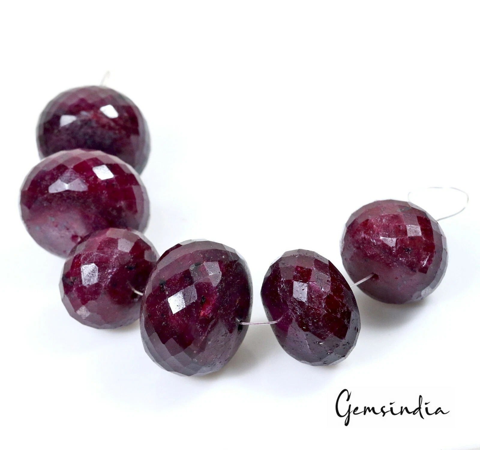 1080 Ct Natural Red Ruby Gemstone Rondelle Shape Faceted Beads 26-28mm Lot