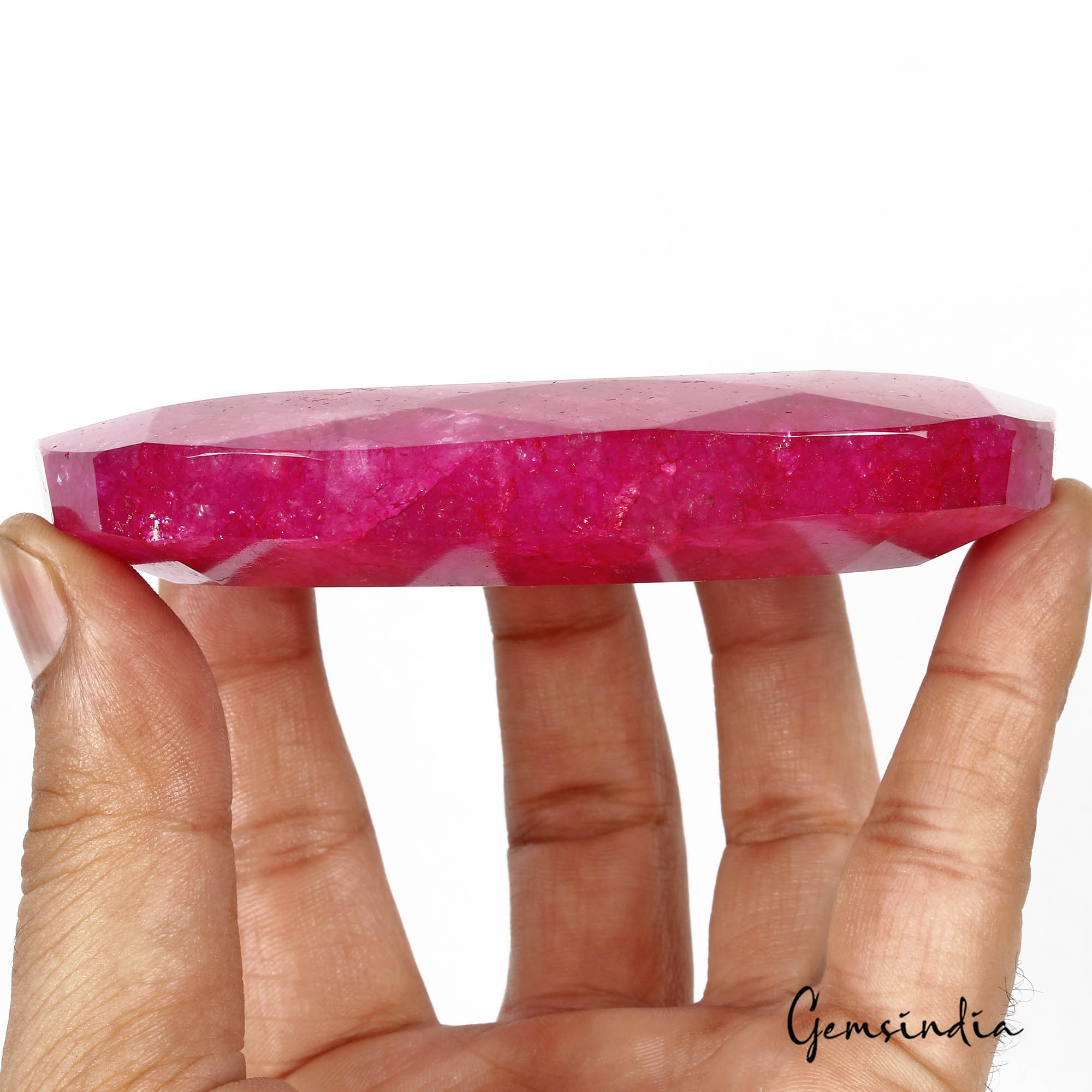 1280 Carats Natural Eye Catching Pink Red Quartz Oval Faceted Cut Huge Loose Gem