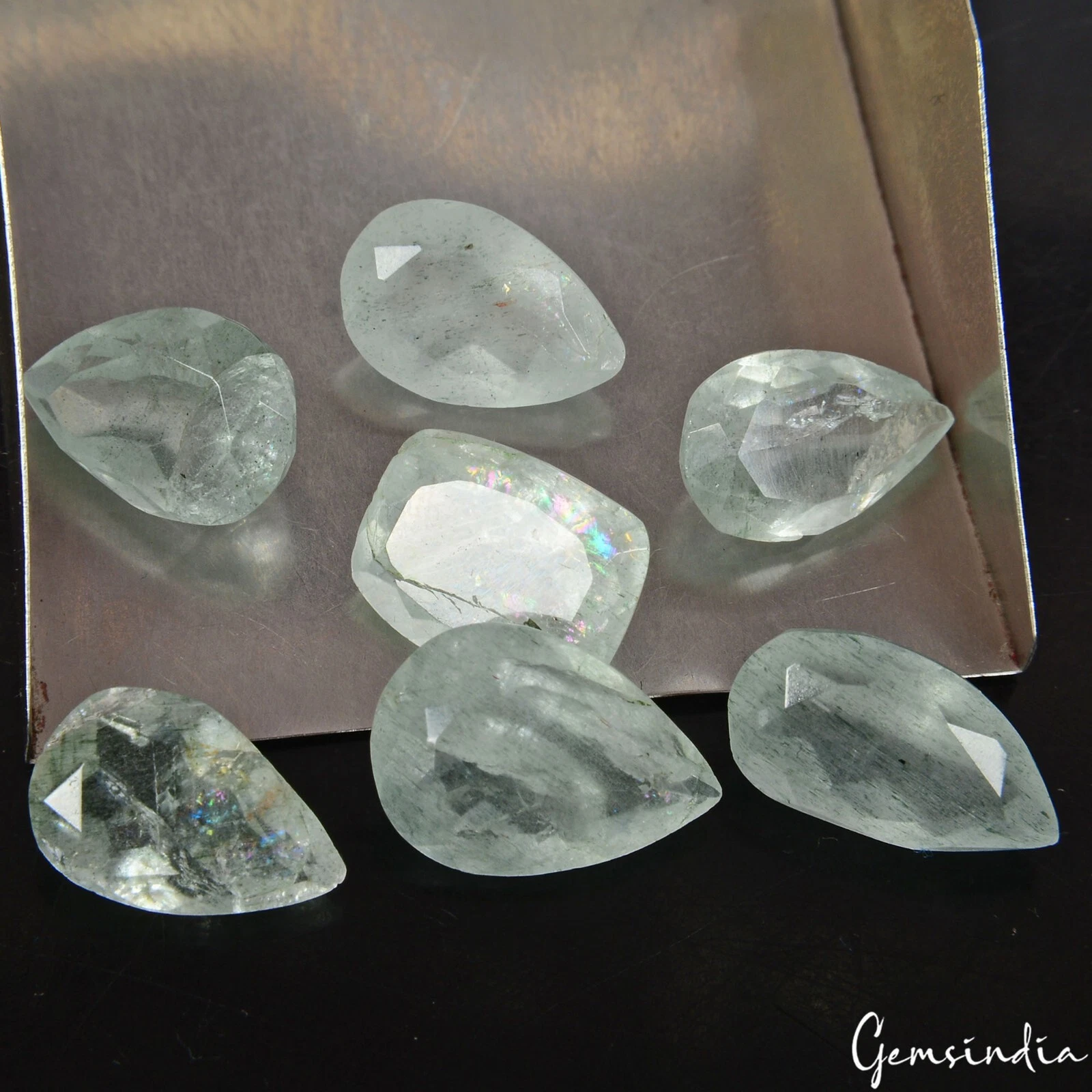 Aquamarine Lot, Loose Gemstone, Untreated, Green — 7 Pieces, 12mm, 28.40 Ct, Brazil