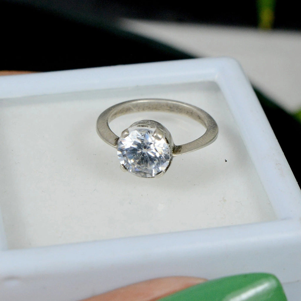 2.30 gm White Zirconia CZ Diamond Cut 925 Sterling Silver Band Women Ring ~5 US