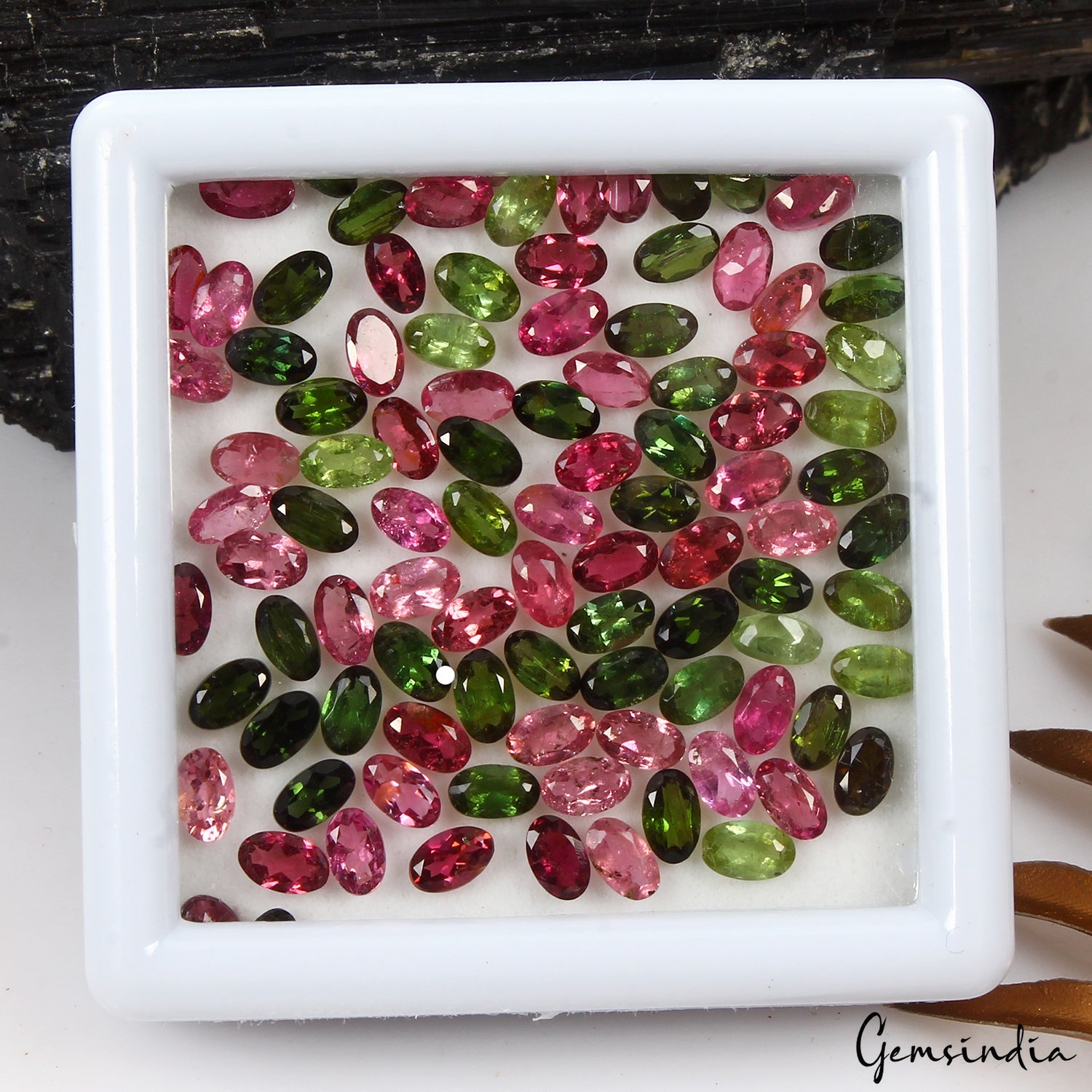Natural Tourmaline Oval Cut Pink & Green Gemstone Lot 100 Pcs 5*3 MM 22.60Ct