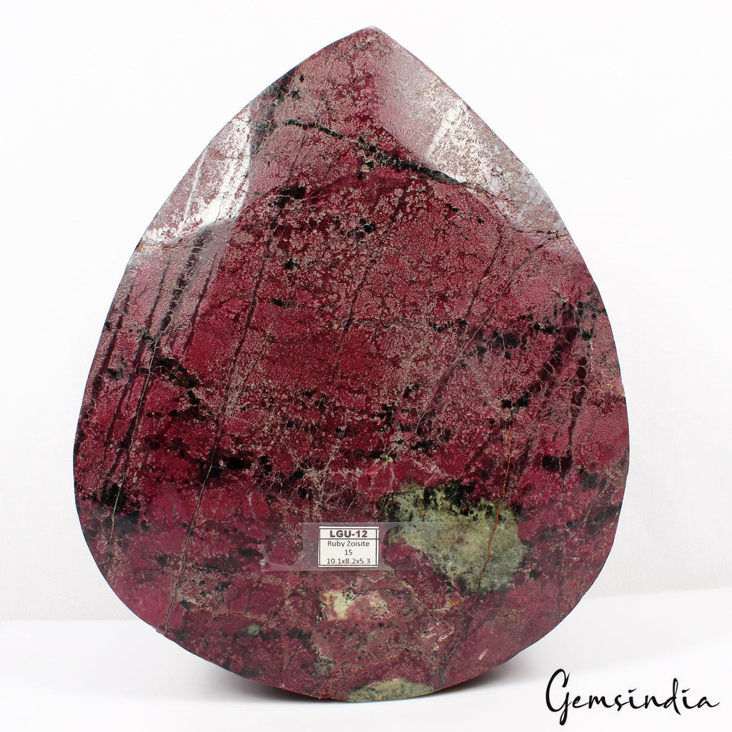 Large 15 Kg Natural Huge Green Red Ruby Zoisite Pear Faceted Untreated Gemstone