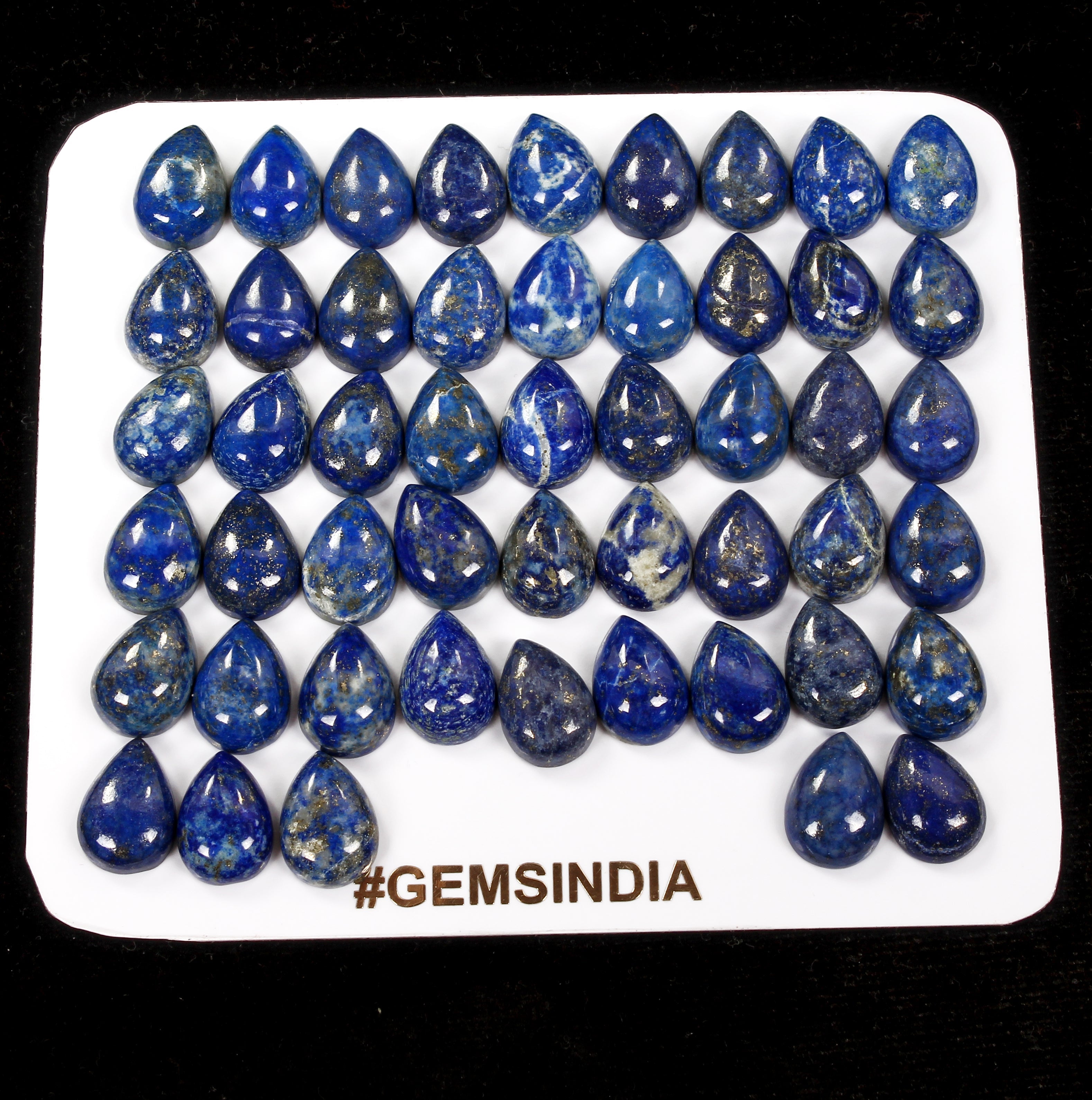 50 Pcs Natural Blue Lapis Lazuli 14mmx10mm Pear Loose Cabochon Gemstones ~300 Ct