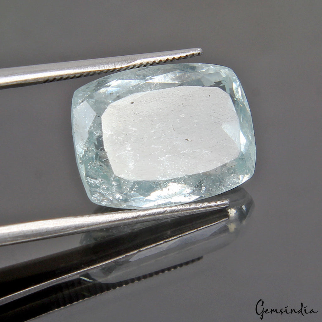 14 Ct Natural Untreated Breath Taking Blue Aquamarine Cushion Cut Loose Gemstone