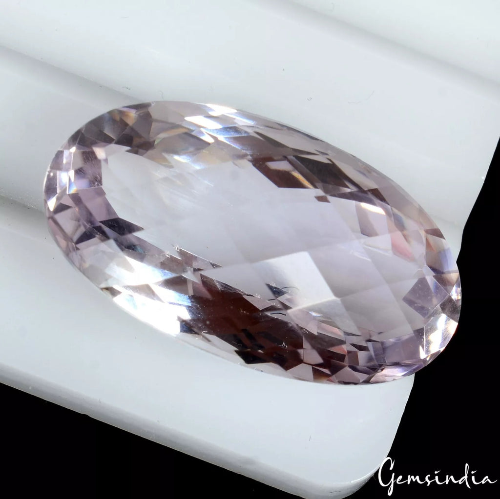 Amethyst Loose Gemstone, Oval Checker Cut, Untreated — 27x15x12mm, 27.25 Ct