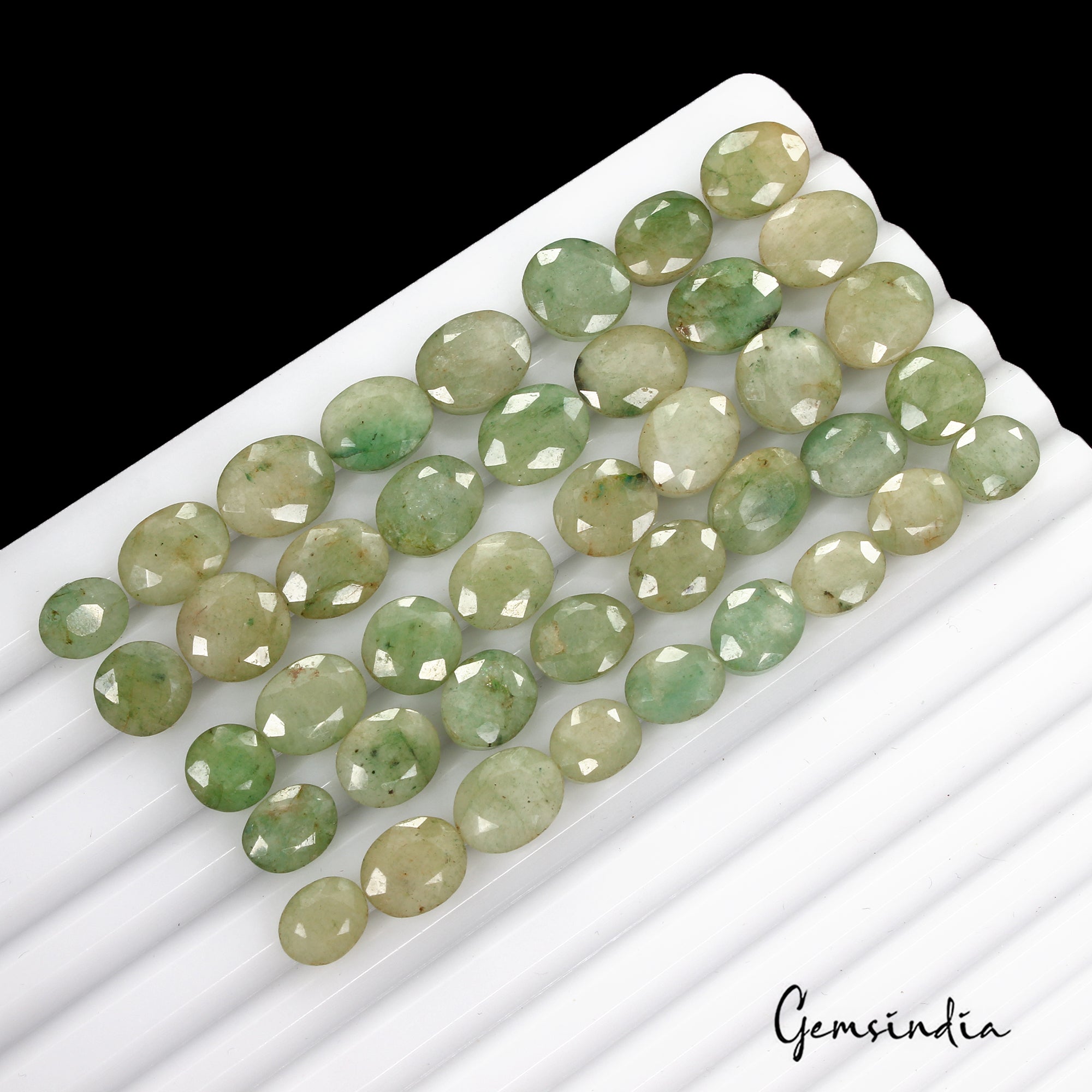Certified 120 Cts/41 Pcs Natural Brazilian Green Emerald Oval Gems For Jewelry