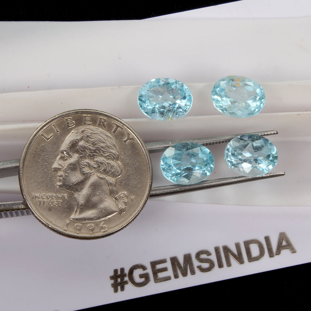 13.60 Ct Natural Swiss Blue Topaz Oval Cut Loose Unheated 9-10mm Gemstones~ 4 Pc