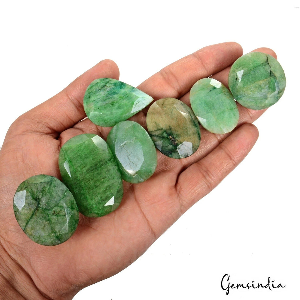 830 Ct Natural Green Emerald Mix Cut Loose Earth mined Gemstones, Brazil~6  Pcs