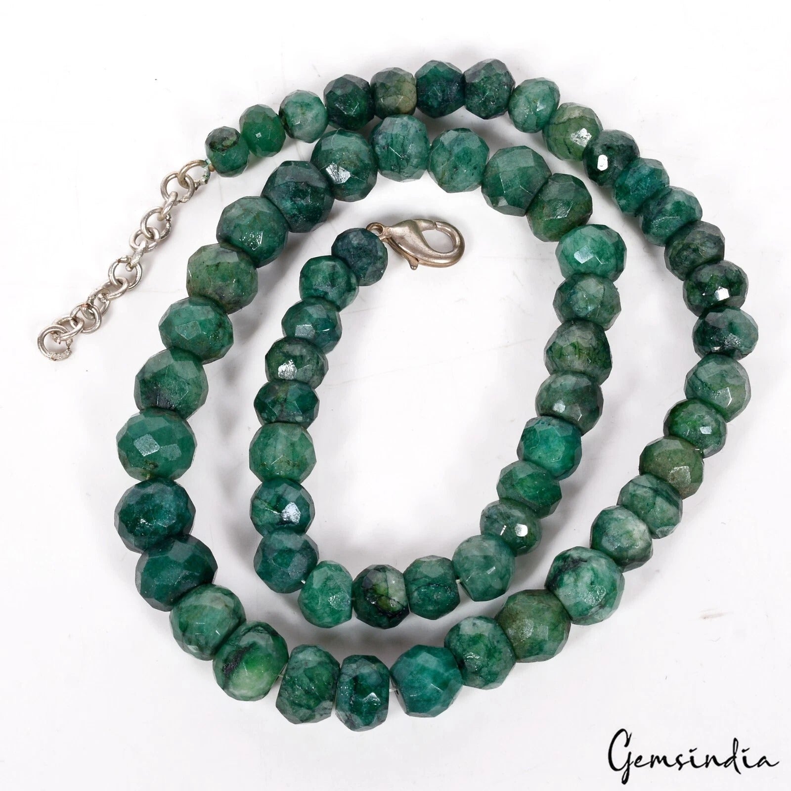 Emerald Necklace, Color Enhanced, Green — 19 Inch, 350 Ct, Brazil