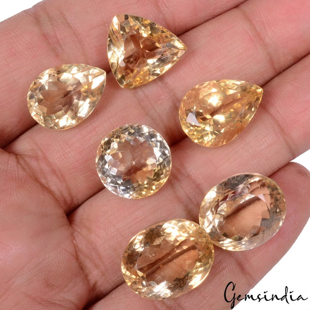 Citrine Loose Gemstone, Oval, Pear, Trillion Faceted Cut, Untreated — 14mm to 17mm, 83.90 Ct, Brazil