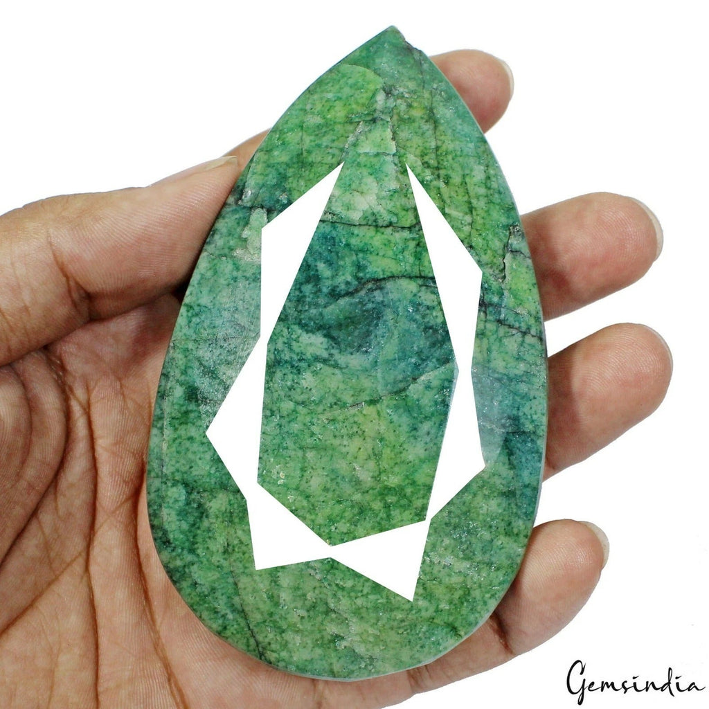 1680 Cts Natural Brazilian Green Emerald Pear Faceted Huge Loose Earth Mined Gem