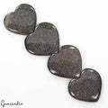 290 Cts/4 Pcs Natural Black Glittering Shine Sunstone Heart Cab Gems For Pendant