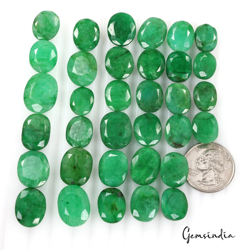 400 Ct Natural Green Brazilian Emerald Oval Faceted Ring Size Loose Gemstone Lot