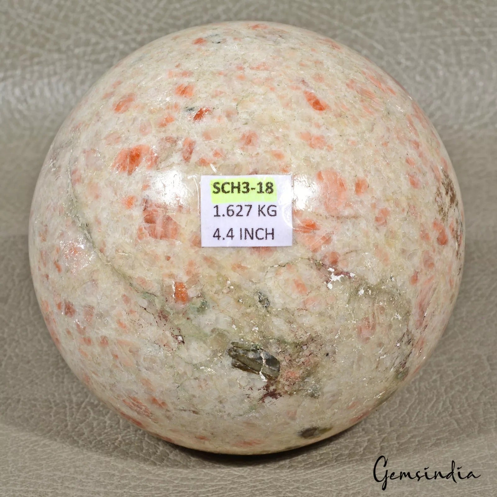 1.6 Kilo Sunstone Sphere Crystal Ball Quartz Healing Natural Gemstone 4.4 in