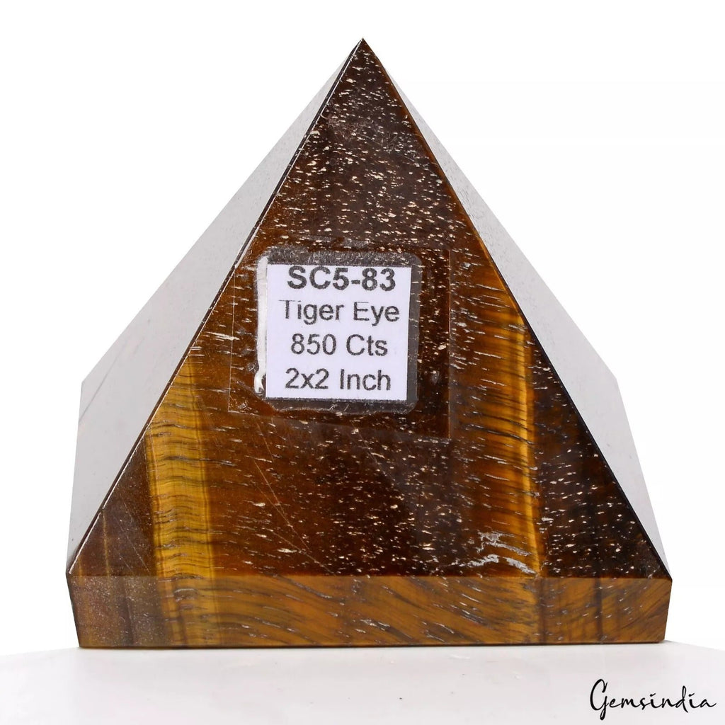850 Ct Top Natural Brown Tiger Eye Point Pyramid Chakra Meditation Energy Stone