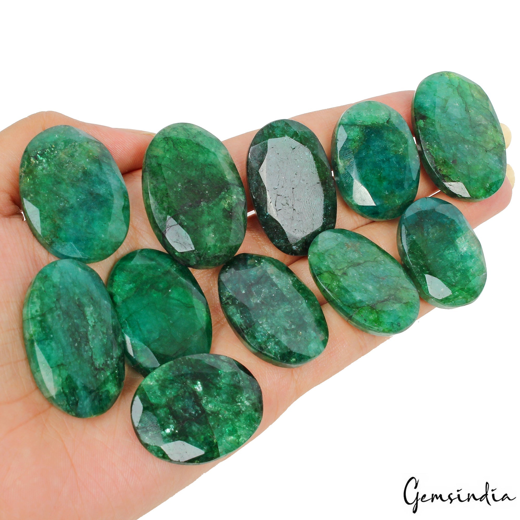 640 Cts/11 Pcs Natural Brazilian Green Emerald Oval Cut Loose Gems For Jewelry