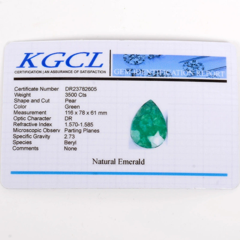 3500 Natural Green Brazilian Emerald Pear Faceted Earth Mined Certified Gemstone