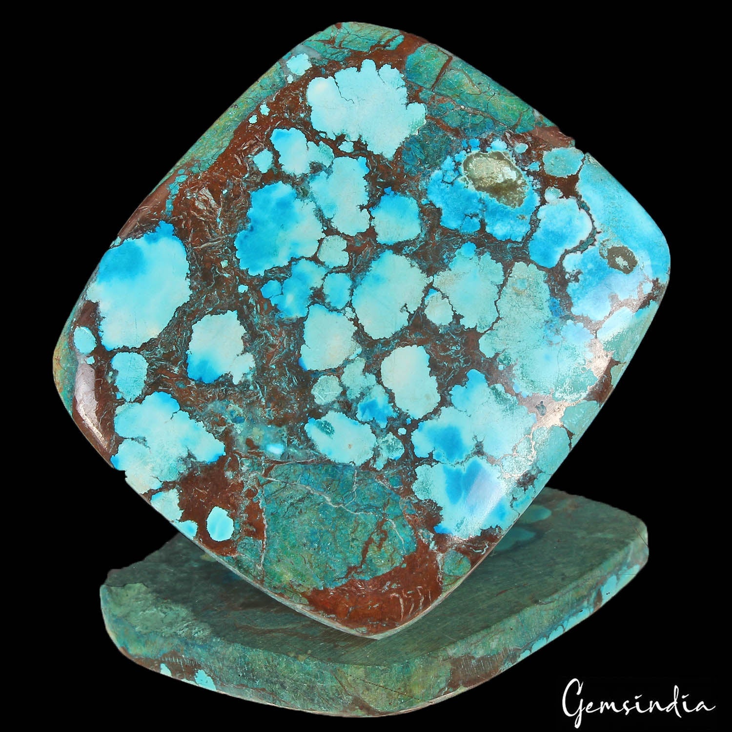 280 Cts Natural Blue Spiderweb USA Arizona Turquoise Cushion Cab Loose Huge Gem