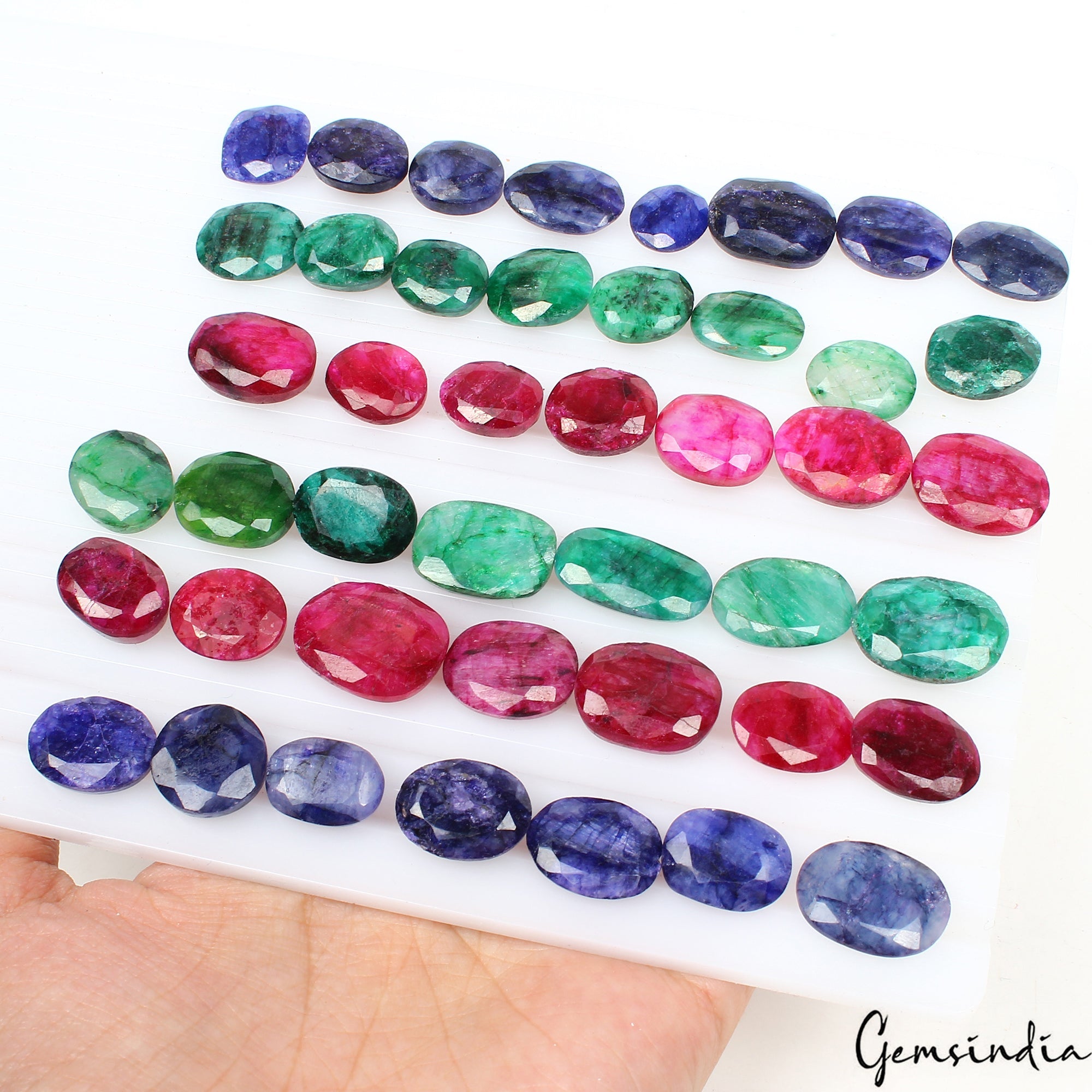 450 Ct Natural Blue Pink Beryl Emerald Mix Faceted Loose Wholesale Gems Lot 44Pc