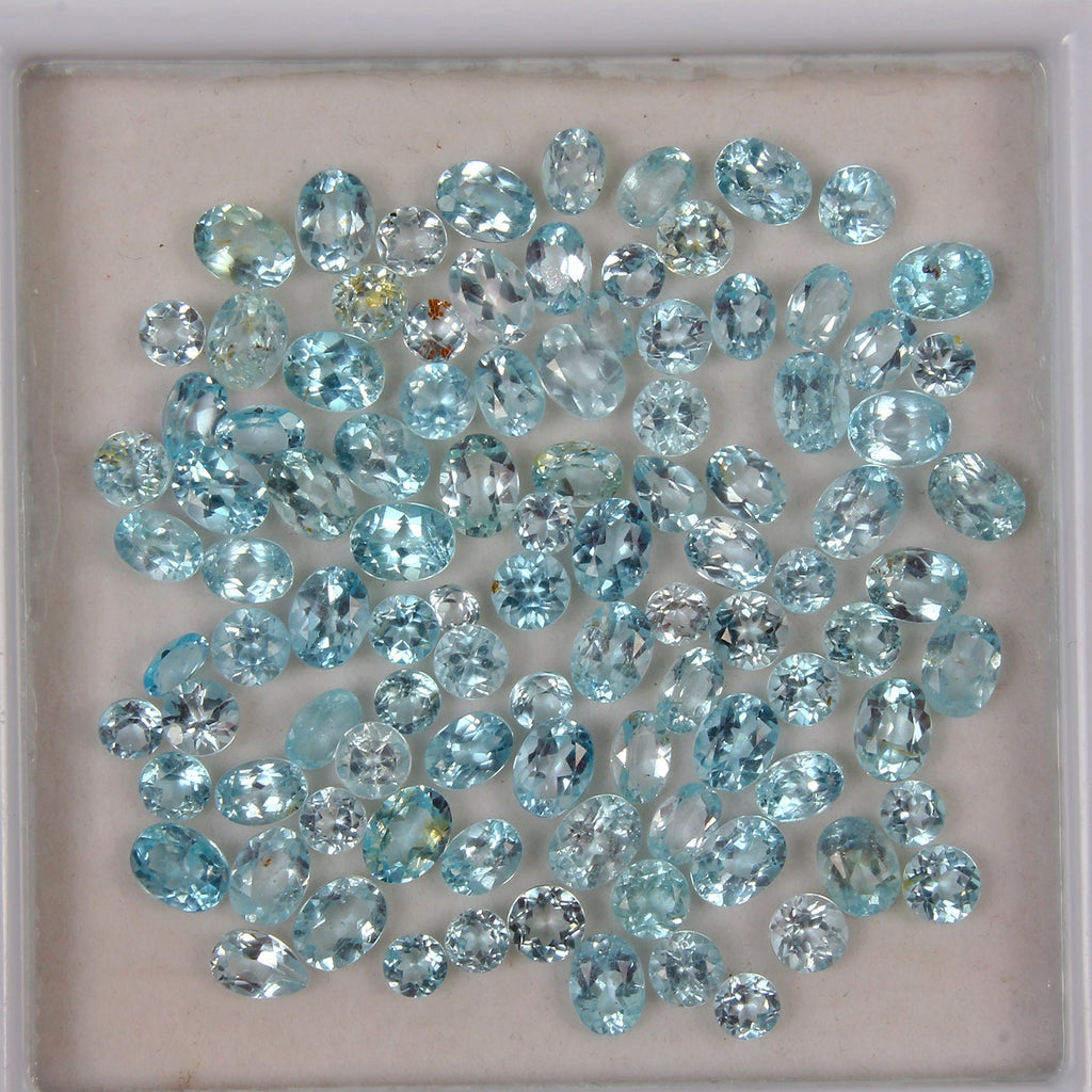 112.90Ct Ravishing Color Blue Topaz Brazil Mix Cut 5-7mm/100 Pcs Full Fire&Clean