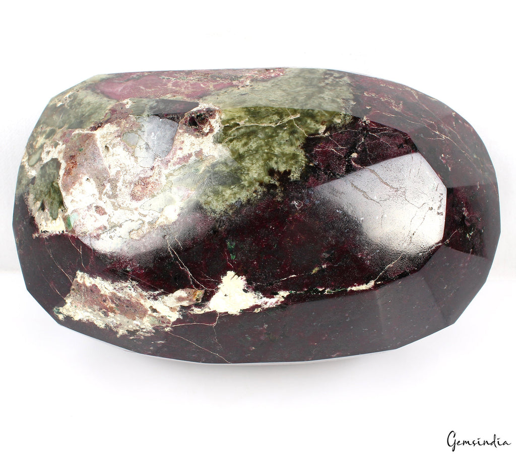 Large 7 Kilo Natural Huge Green Red Ruby Zoisite Oval Cut Untreated Gemstone