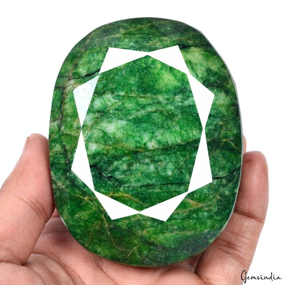 Large 2760 Ct Natural Green Brazilian Emerald Oval Faceted Earth Mined Gemstone