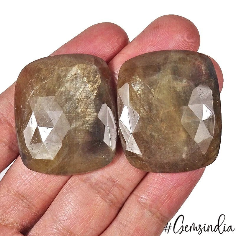 146.40 Cts Natural Brown Sapphire Rose Checker Cut Cushion Shape Gemstone Pair