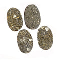 Natural Gold Pyrite Druzy Uncut Flat Back Untreated 430 Ct Loose Gems Lot 4 Pcs