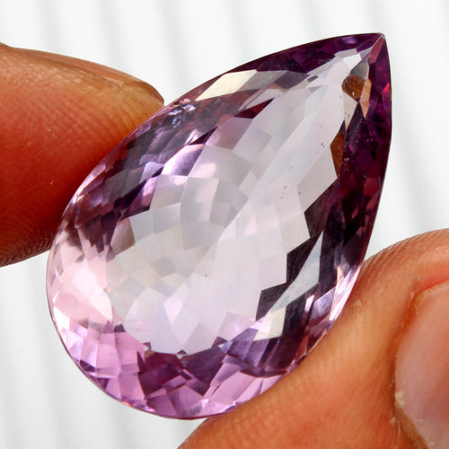 Amethyst Cabochon, Pear Faceted, Untreated — 28x18x13 mm, 37.30 Ct, Brazil