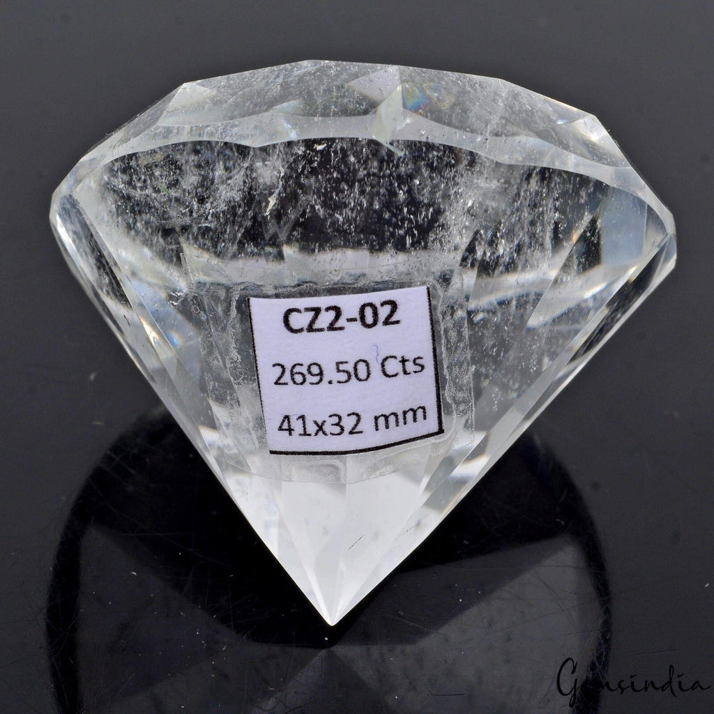 Huge 269.50 Ct Natural Brazilian White Crystal Quartz 41mm Round Faceted Cut Gem