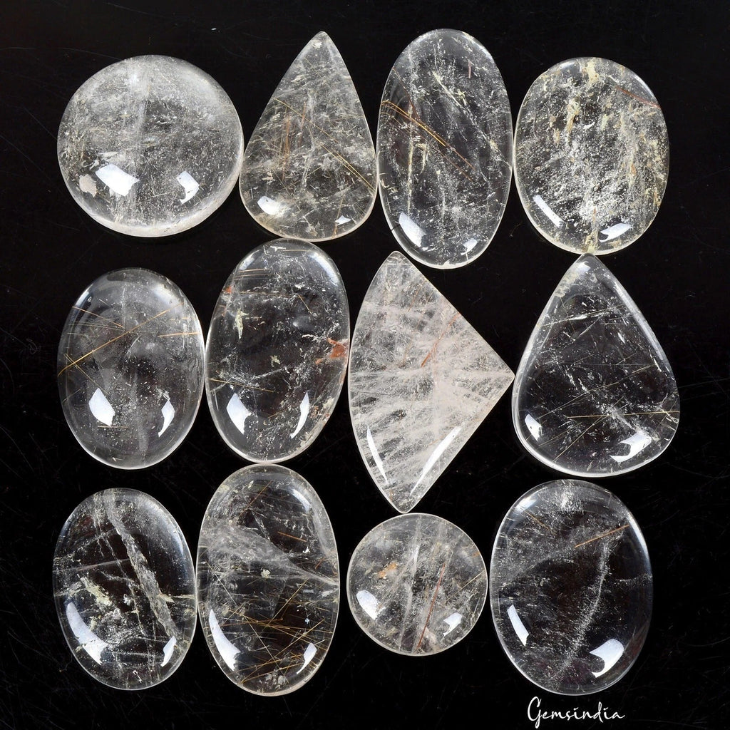 1000 Cts Natural Untreated Copper Wire Rutile Quartz Mix Cab Loose Gemstones Lot