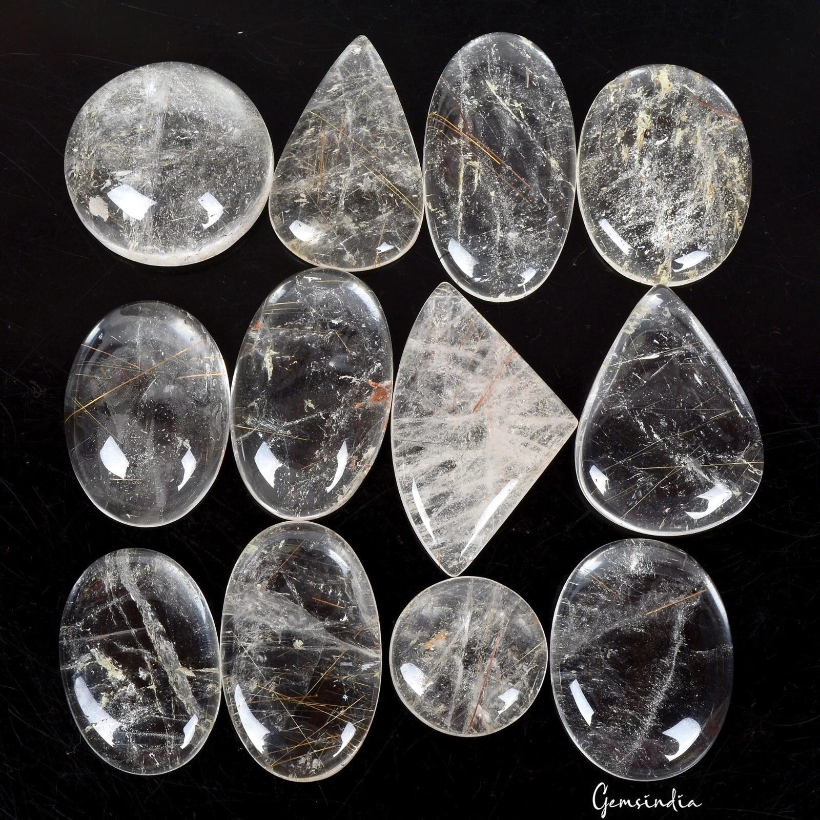 1000 Cts Natural Untreated Copper Wire Rutile Quartz Mix Cab Loose Gemstones Lot