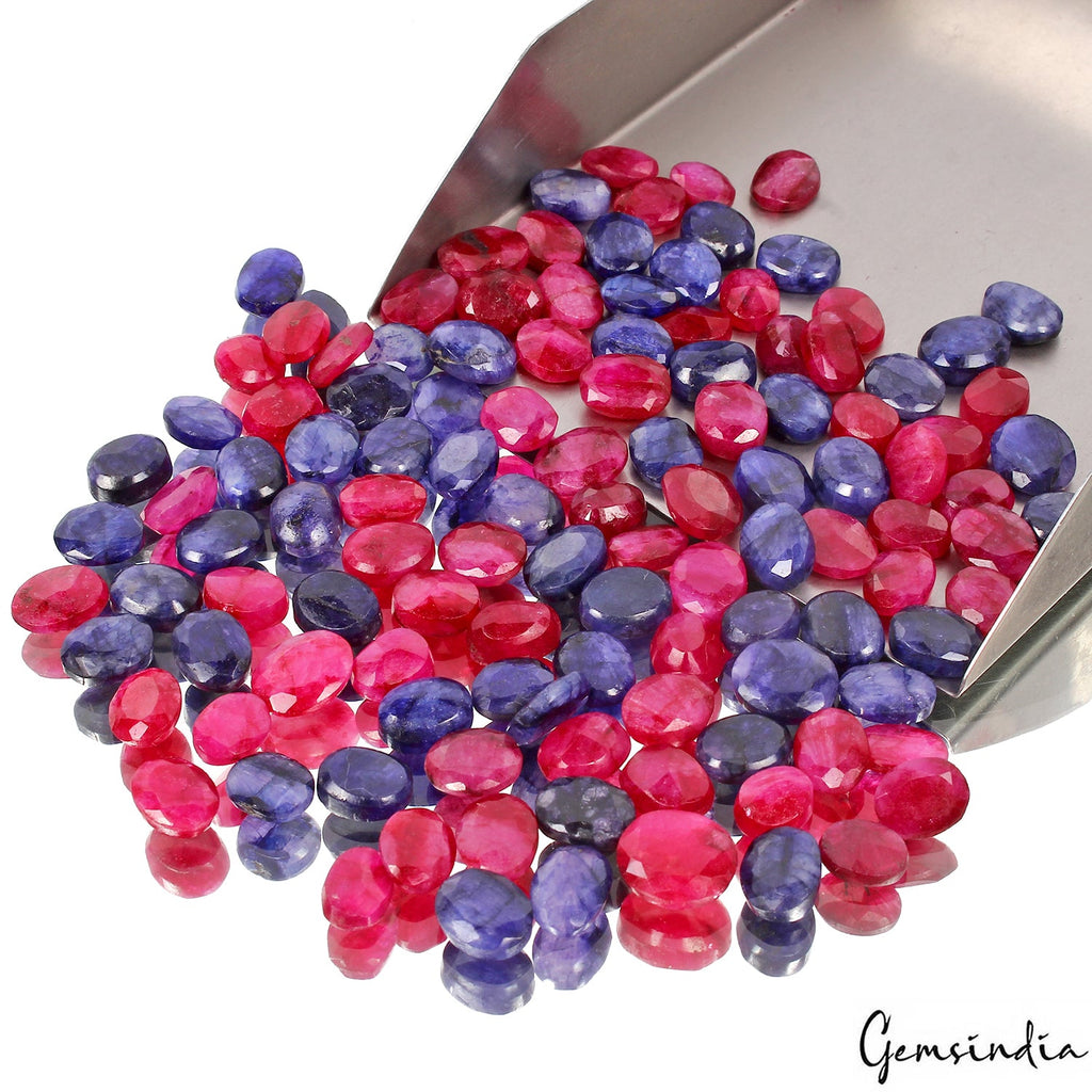 360 Cts/120 Pcs Natural Blue & Red Beryl Bixbite Oval Cut 9-12mm Loose Gemstones