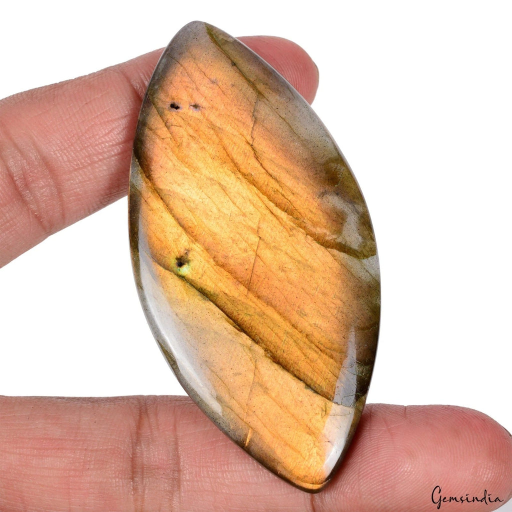 125.00 Ct Natural Untreated Yellow Shine Labradorite Marquise Cab Certified Gems