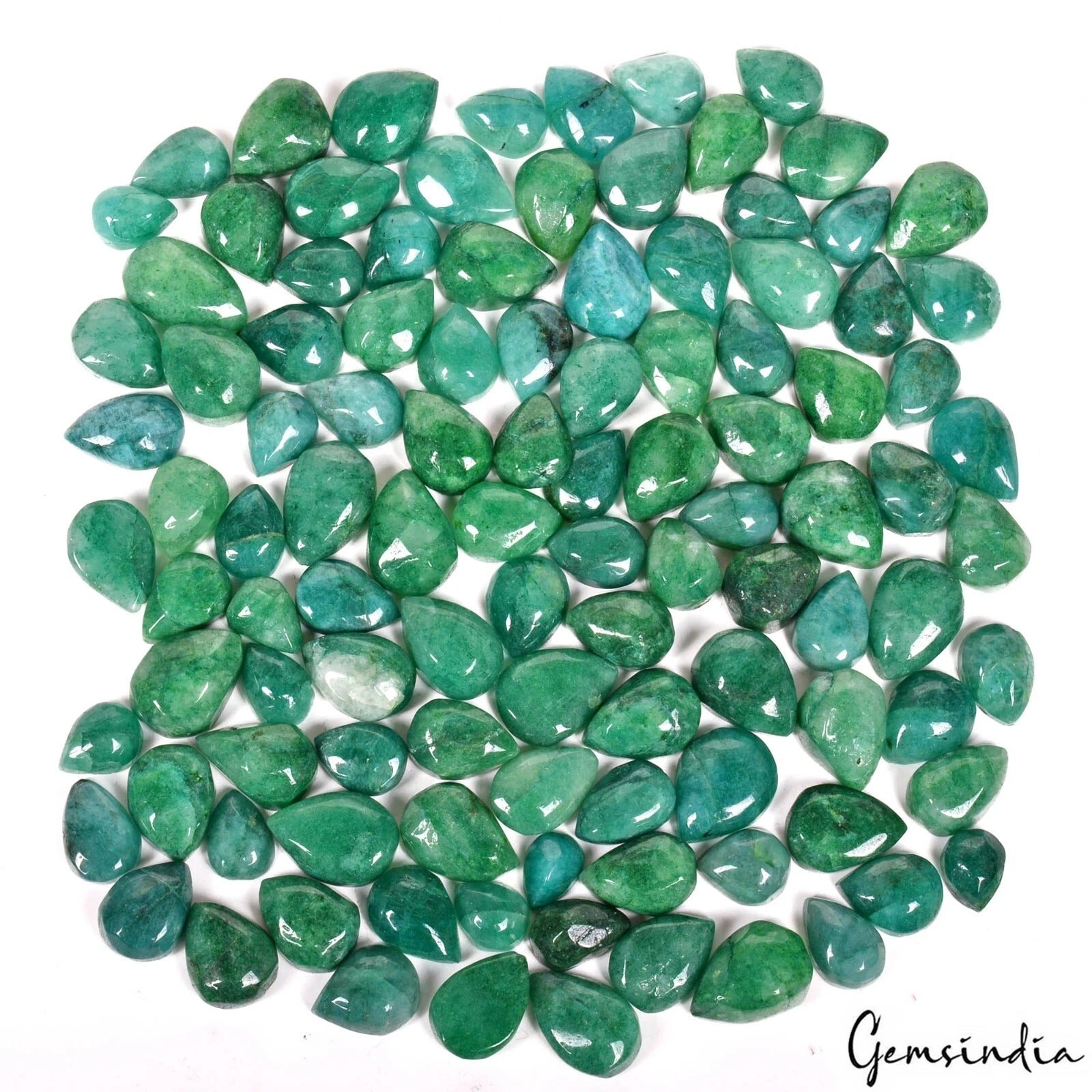 Emerald Lot, Cabochon, Color Enhanced, Green — 108 Pieces, 10mm to 16mm, 880 Ct, Colombia