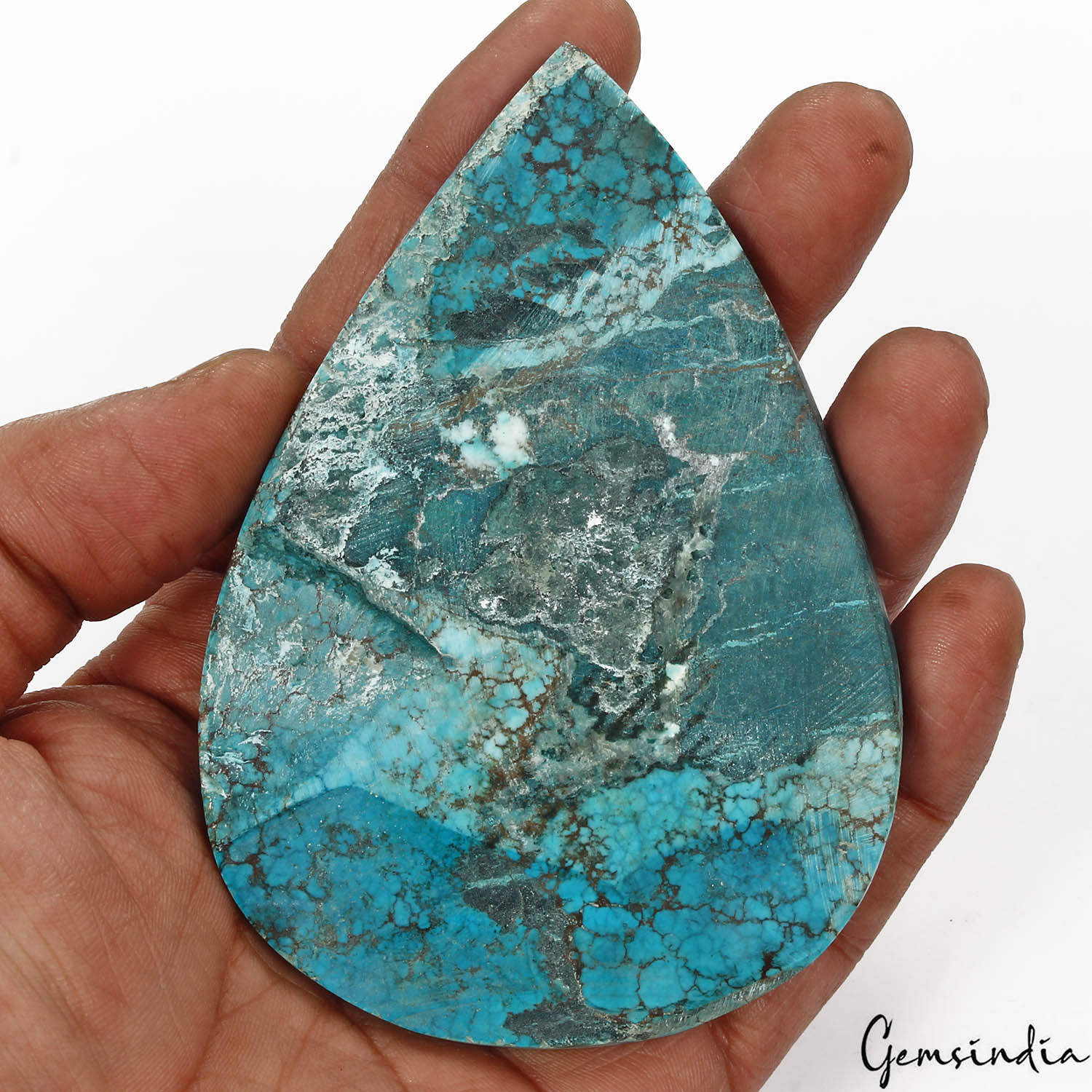 Turquoise Cabochon, Color Enhanced, Blue — 103 x 72 x 10mm, 640 Ct