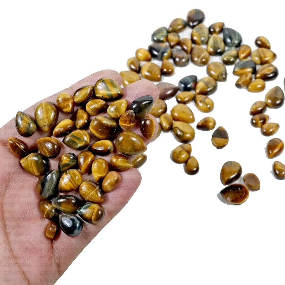 550 Ct Natural Brown Yellow Tiger Eye Pear Cab Loose Gemstone For Making Jewelry