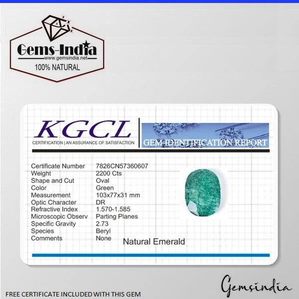 2200 Ct Natural Green Brazilian Emerald Oval Cut Earth Mined Certified Loose Gem