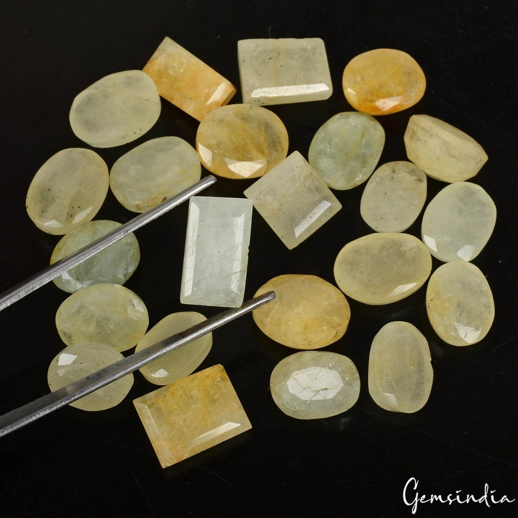 220 Ct/23 Pcs Natural Yellow Green Beryl Mixed Cut Loose 13-16mm Gemstones Lot