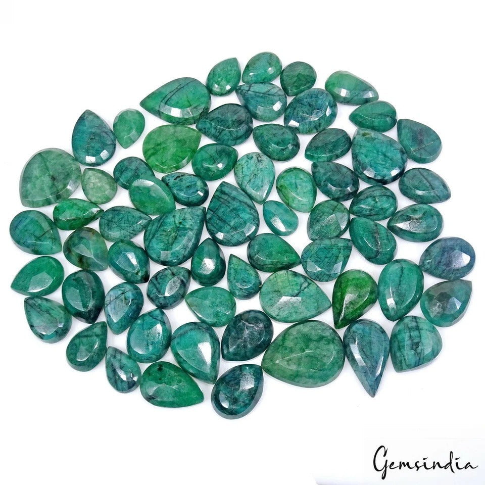 63 Pcs Natural Green Emerald Pear Cut Loose 13-22mm Gemstones, Brazilian~ 550 Ct