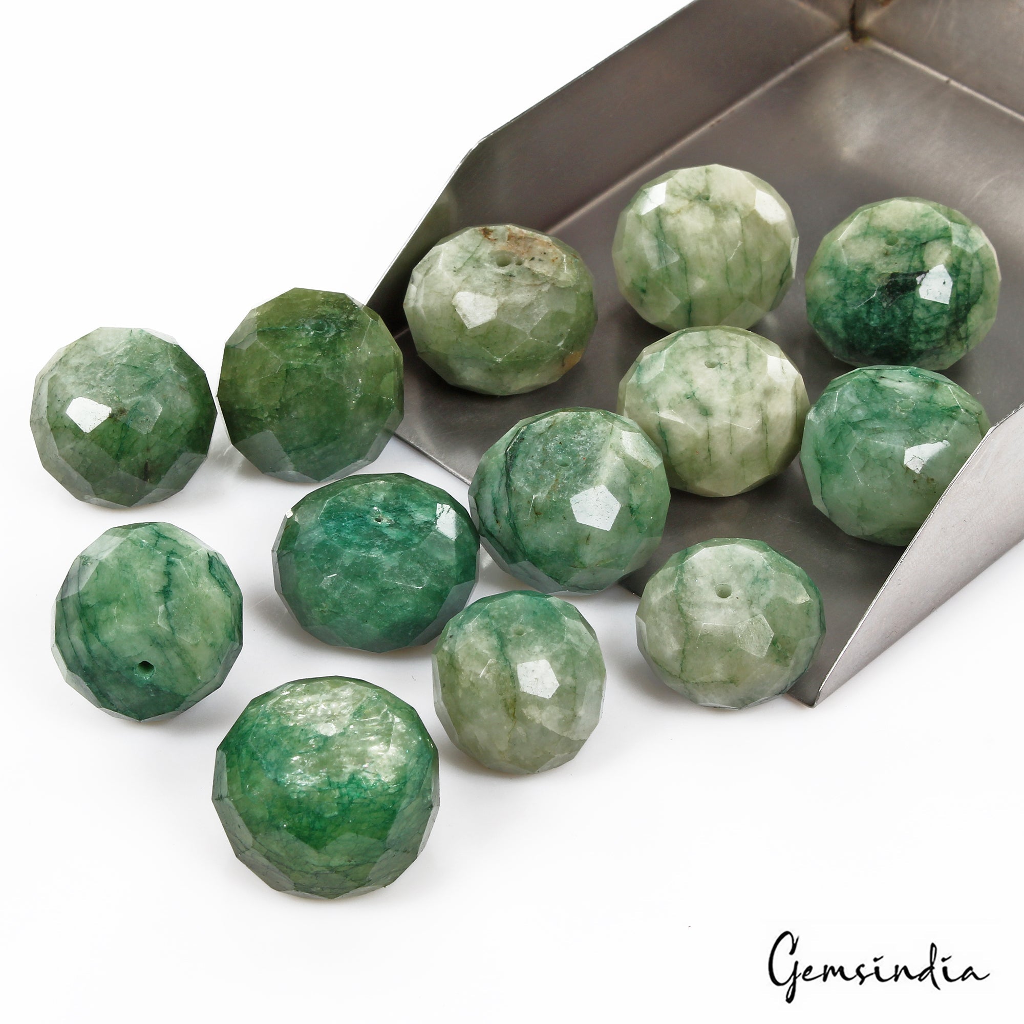 1150 Cts/13 Pcs Natural Brazilian Green Emerald Round Drill Bead Loose Gems Lot