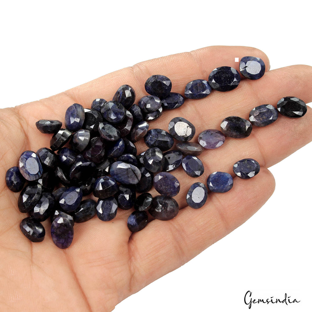 Blue Sapphire Lot, Loose Gemstone, Color Enhanced — 70 Pieces, 8mm to 12mm, 246.00 Ct