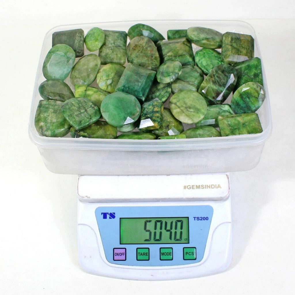 5000 Ct Natural Green Emerald 25-48mm Loose Assorted Cut Huge Gemstones, Brazil